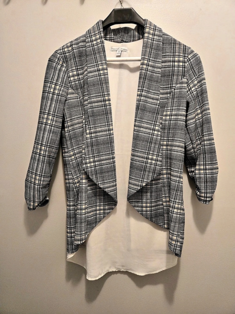 moa'moa Plaid Blazer in Black & White Size Medium